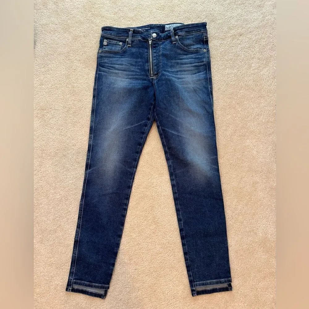 Women’s AG-ED Denim The Farrah Skinny Ankle Front Zip High Rise Jeans Sz 32R